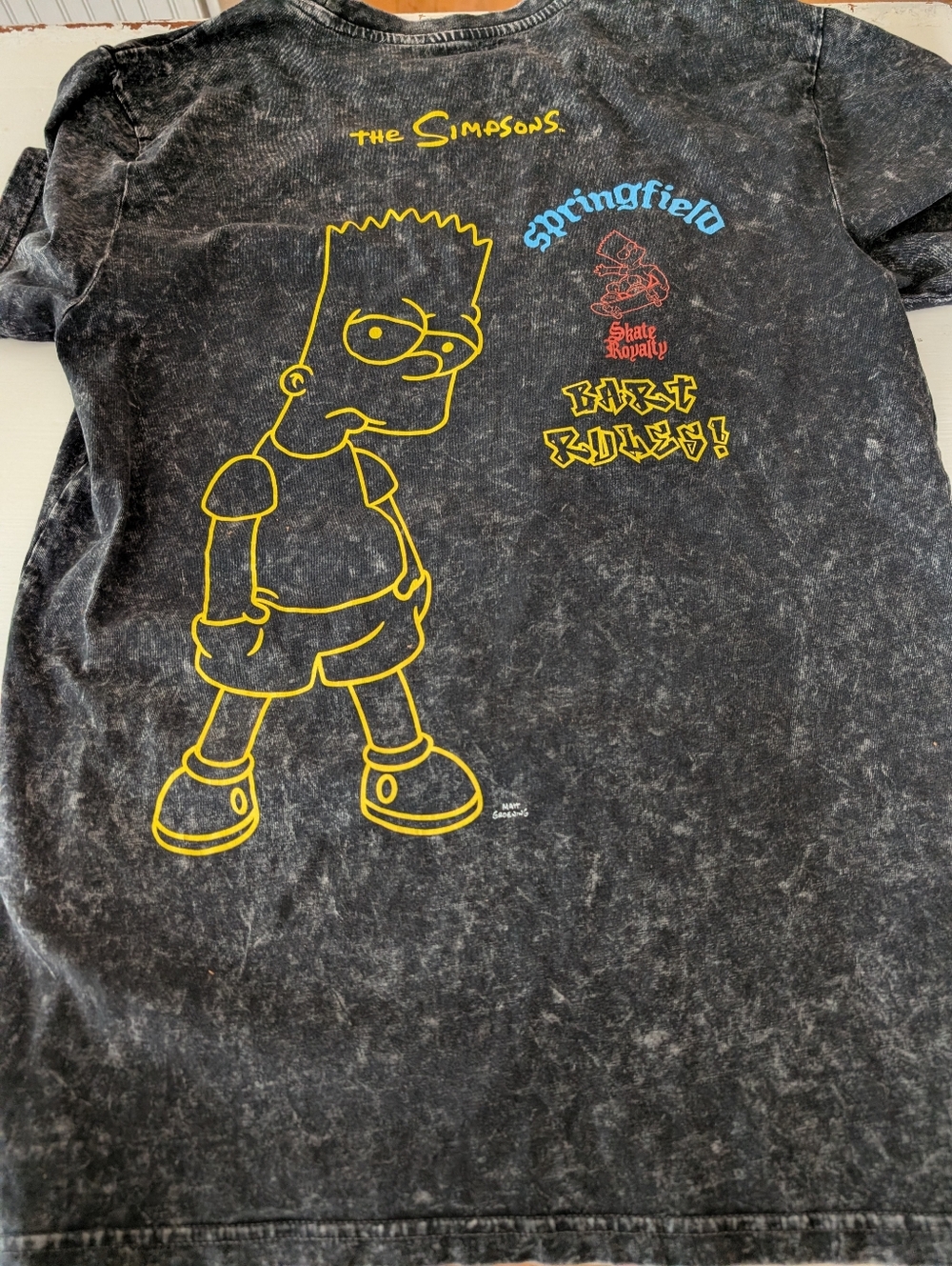 Y2K Throwback The Simpsons Bart Graphic Tee - Black with Yellow Print